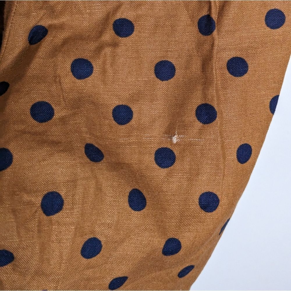 Boden Evie Collar Linen Polka Dot Jumpsuit Brown Navy 16 18 - Picture 12 of 13